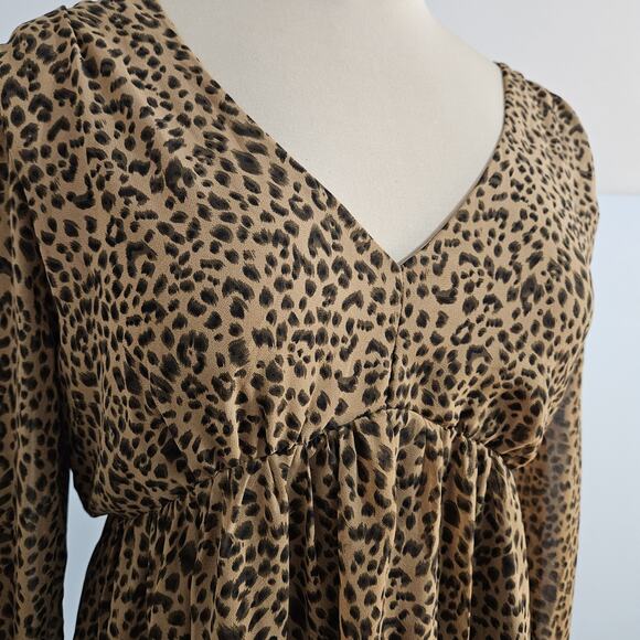 New Kori America Dress Womens Leopard Print Small NWT Cheetah Animal Midi Relax - Picture 8 of 16